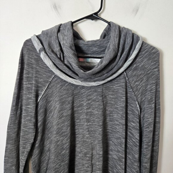 Free People Beach Size S Cotton Cocoon Cowl Neck Pullover Tunic Gray Oversized - Picture 3 of 9